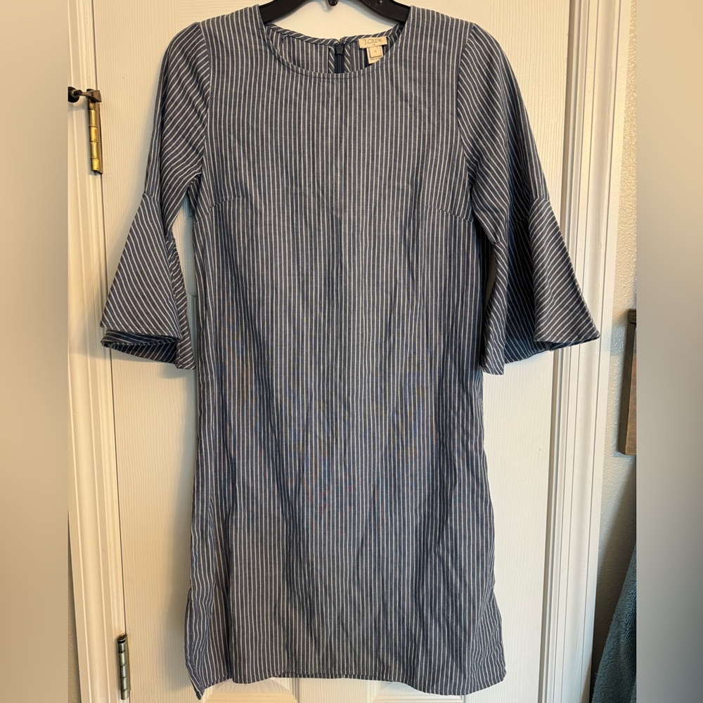 Jcrew bell sleeve Striped Blue Dress